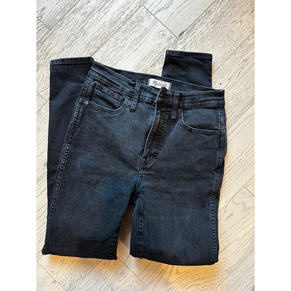 Madewell Womens High Rise Skinny Jeans Faded Black Denim Slim Fit Pants 24